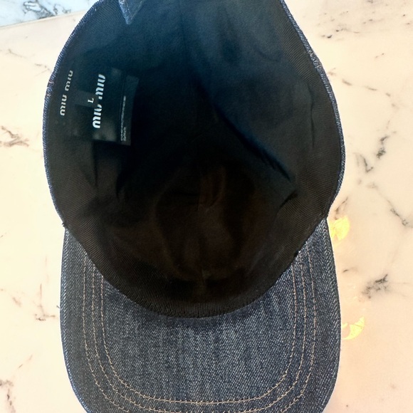 Miu Miu Blue Denim Cap with Brown Logo - Picture 5 of 7